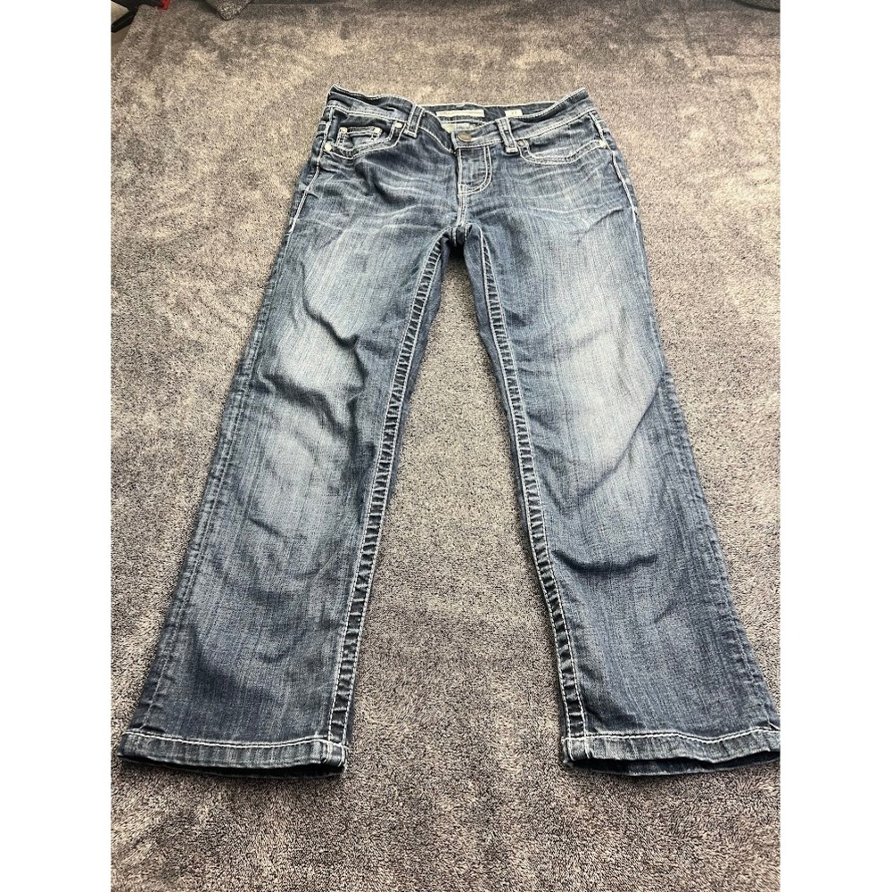 BKE Payton Straight Leg Jeans Womens 27 Medium Wash Low Rise Contrast Stitch - Picture 1 of 12